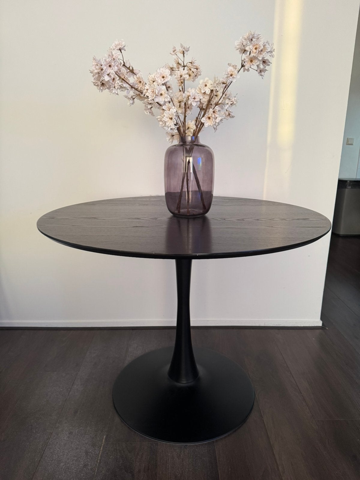 Ronde eettafel mango hout zwart, Huis en Inrichting, Tafels | Sidetables, Ophalen, Gebruikt, 100 tot 150 cm, Rond