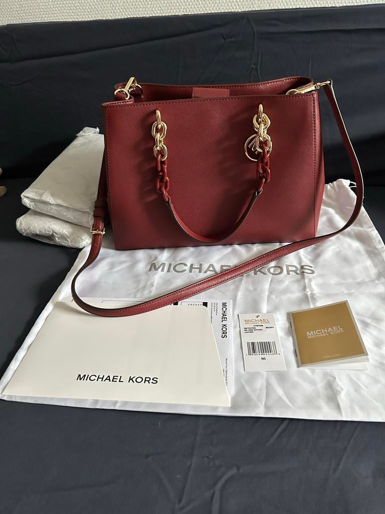 Nieuwe Michael Kors Handtas - Echt Leder Burgundy, Ophalen of Verzenden, Nieuw, Rood, Handtas