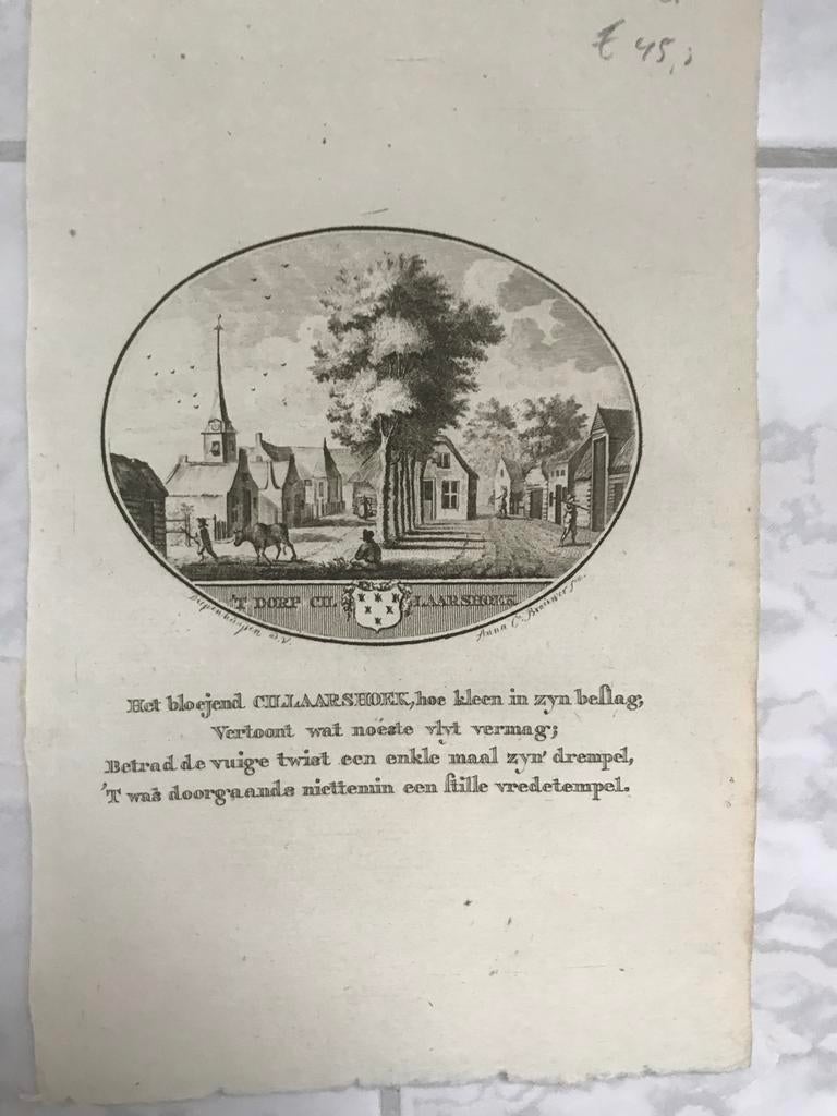 Zuid-Holland. ‘t Dorp Cillaarshoek. Van Ollefen, 1793, mooi!, Stadsgezicht, Ophalen of Verzenden, 1700 - 1799, Origineel
