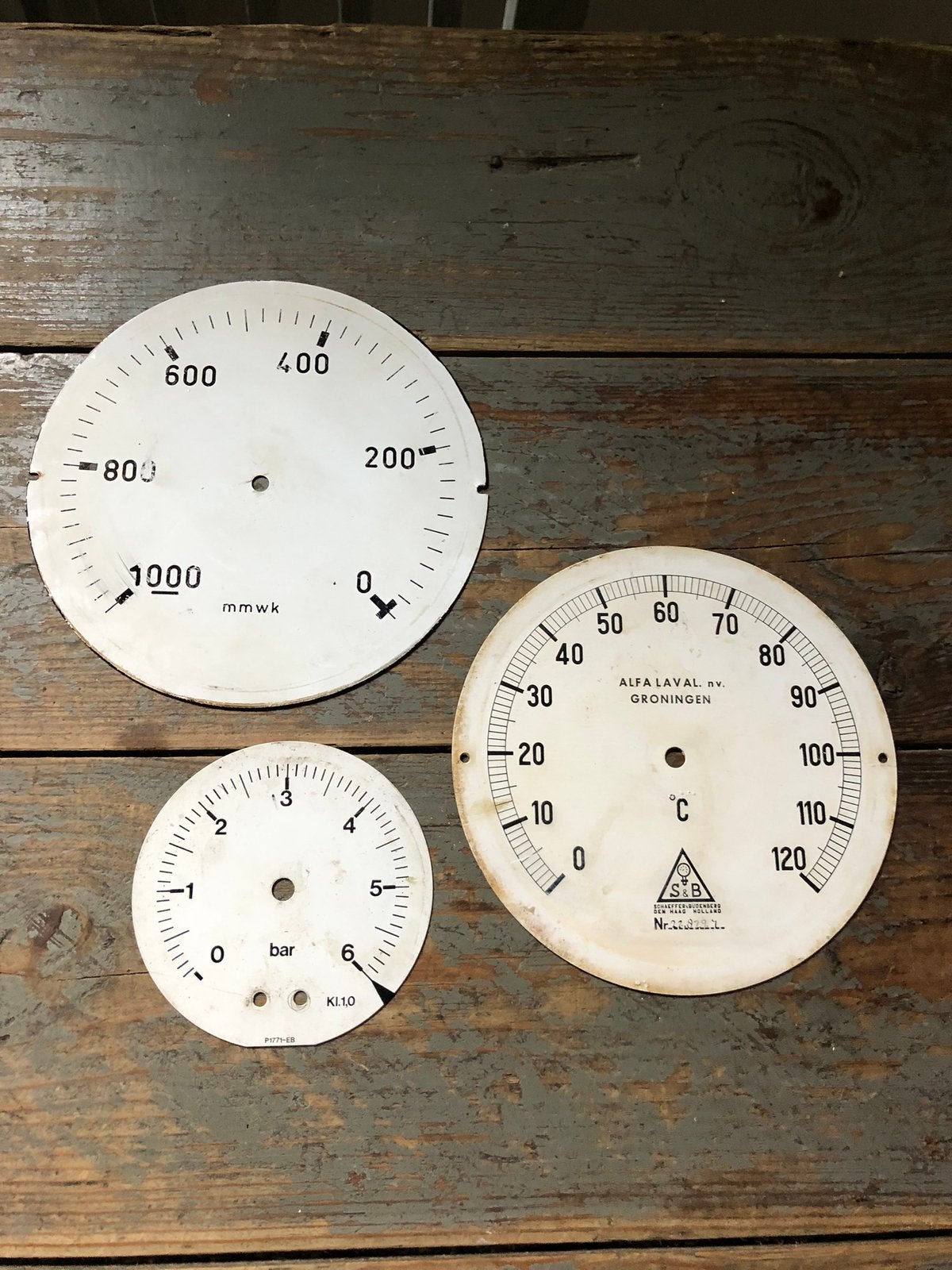 ANTIEK VINTAGE RETRO WIJZERPLAAT 3 STUKS, Ophalen of Verzenden