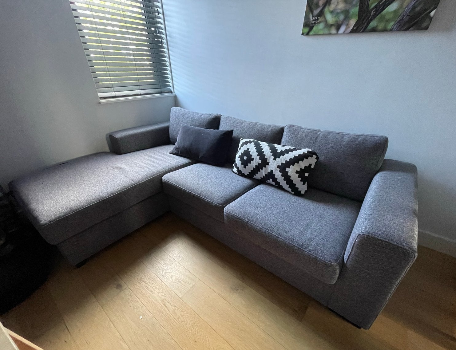 Loods 5 donkergrijze hoekbank, nette staat, comfortabel, Ophalen, 250 tot 300 cm, Gebruikt, 100 tot 125 cm