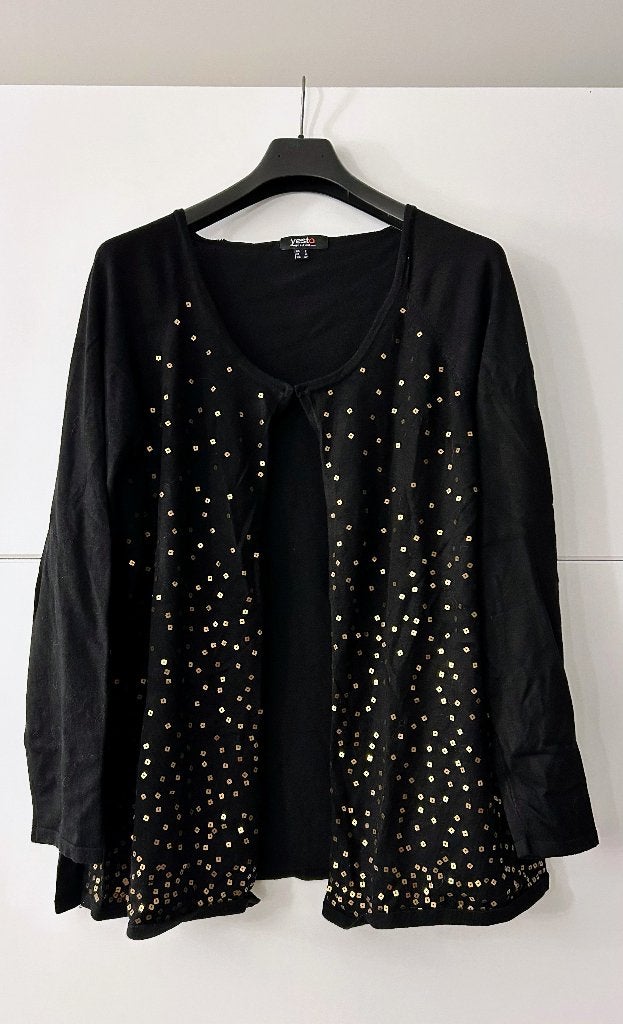 Yesta zwarte gilet met gouden pailetten, Zwart, Maat 46/48 (XL) of groter, Yesta, Ophalen of Verzenden