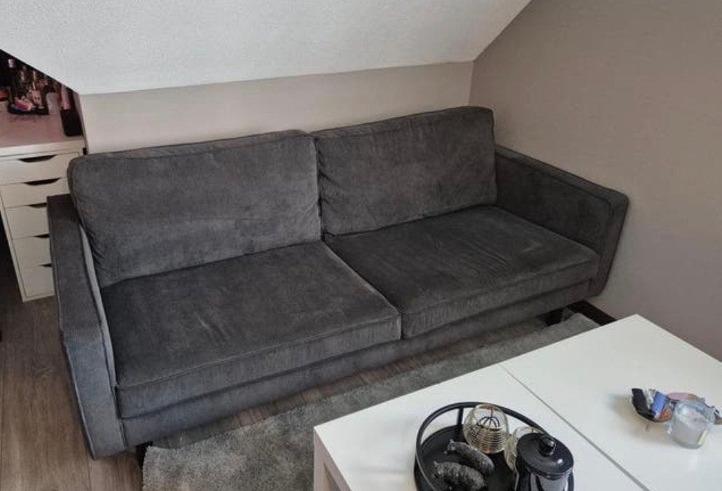 UMIX 2,5-zits designbank | Antraciet Corduroy / Ribstof, Ophalen, 150 tot 200 cm, Driepersoons, 75 tot 100 cm