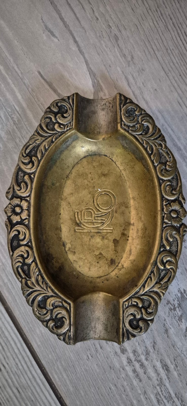 Vintage Messing KRO Asbak met Posthoorn Embleem, Verzamelen, Ophalen of Verzenden, Gebruikt, Asbak