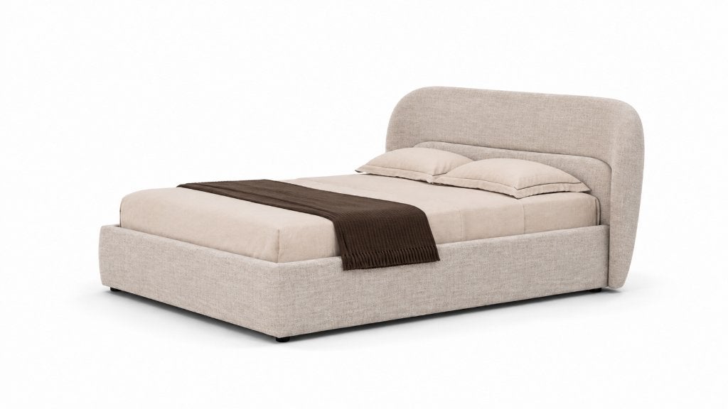 Boxspring bed 180x200cm Japandi beige stof, Huis en Inrichting, Slaapkamer | Boxsprings, Eenpersoons, Beige, Nieuw, 180 cm