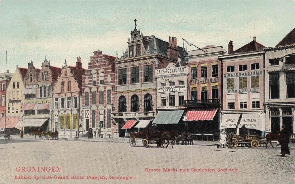 JO272 Tulpkaart Groningen Grote Markt Studenten Societeit, Ophalen of Verzenden, Voor 1920, Ongelopen, Groningen