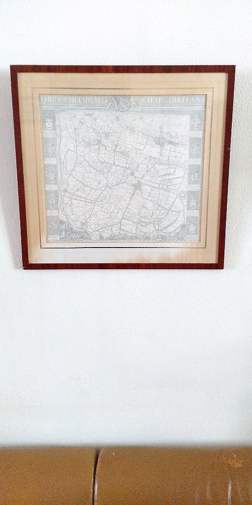 Ets 1750 Delfland, Antiek en Kunst, Met tekst, Ets, Cartografie, Ophalen of Verzenden