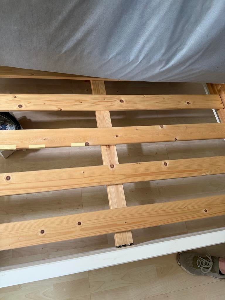 IKEA Hafslo bed met lattenbodem en matras, Ophalen, Gebruikt, Wit, Tweepersoons