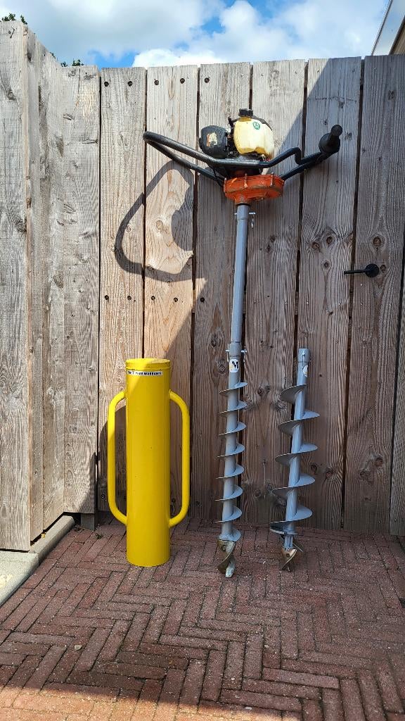 TE HUUR ** Grondboor benzine en palenrammer ** HUREN, Ophalen, Gebruikt, Grondboor