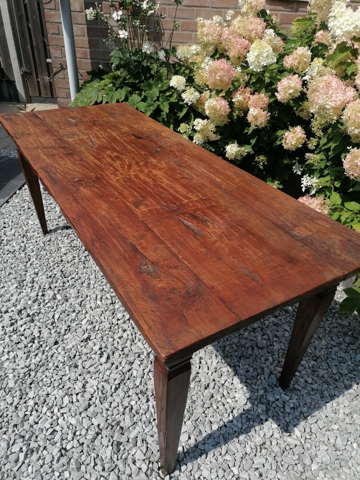 Prachtige teakhouten eetkamertafel L 1.90 x br 78 x H 76, Ophalen