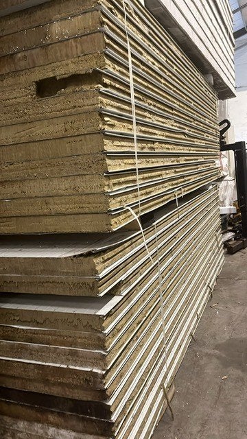 Partij Steenwol (Rockwool) Sandwich Binnenpanelen (80 mm), Ophalen, 4 tot 8 cm, Gebruikt, Dakisolatie