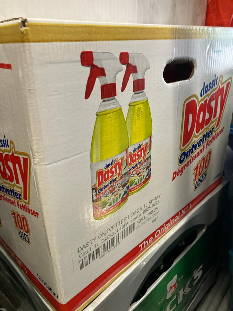 Dasty Ontvetter Lemon 1L Sprayx12 st in doos, Verzenden, Schoonmaakmiddel
