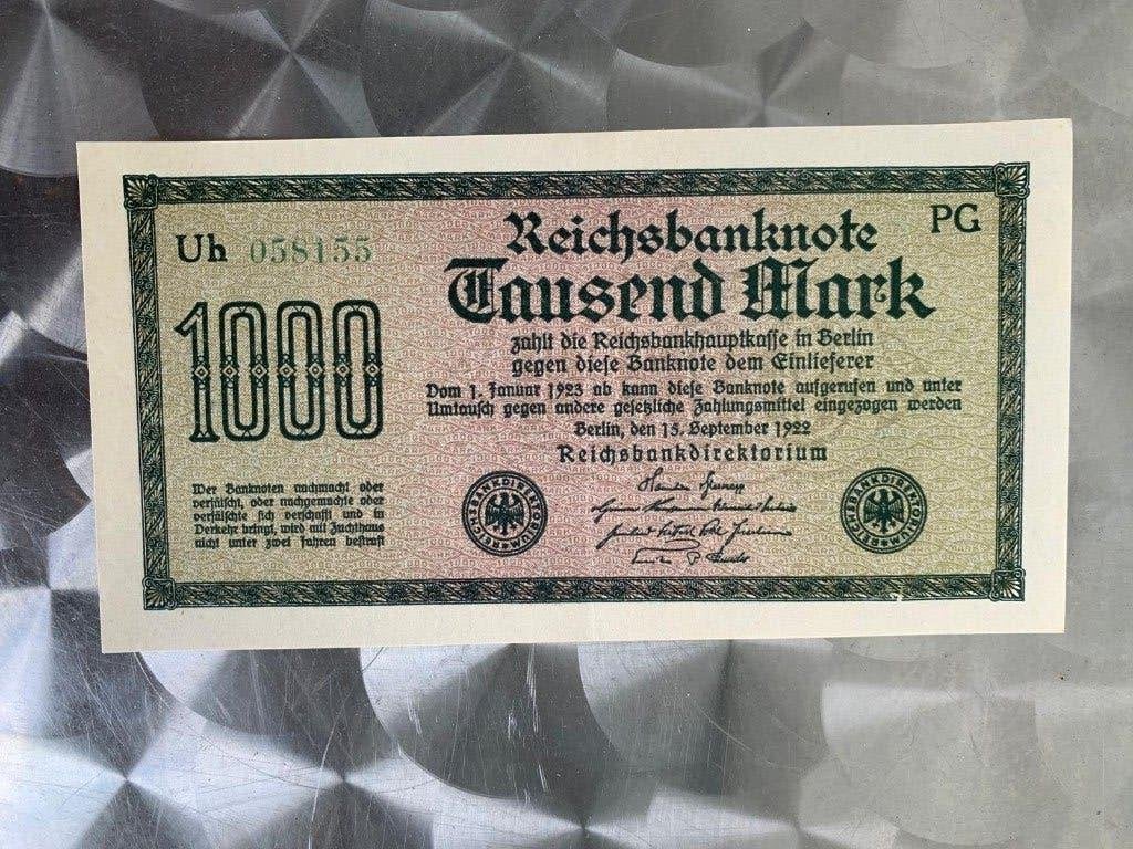 1.000  Duitse mark 1922, Postzegels en Munten, Bankbiljetten | Europa | Niet-Eurobiljetten, Ophalen of Verzenden, Duitsland