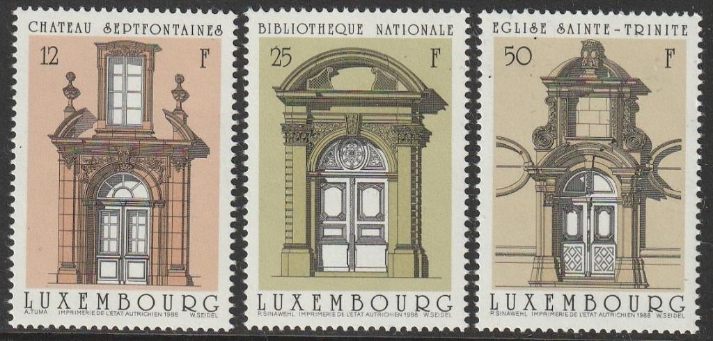 Luxemburg 1988 1204/1206 Portalen 18e eeuw, Postfris, Postzegels en Munten, Ophalen of Verzenden, Luxemburg, Postfris
