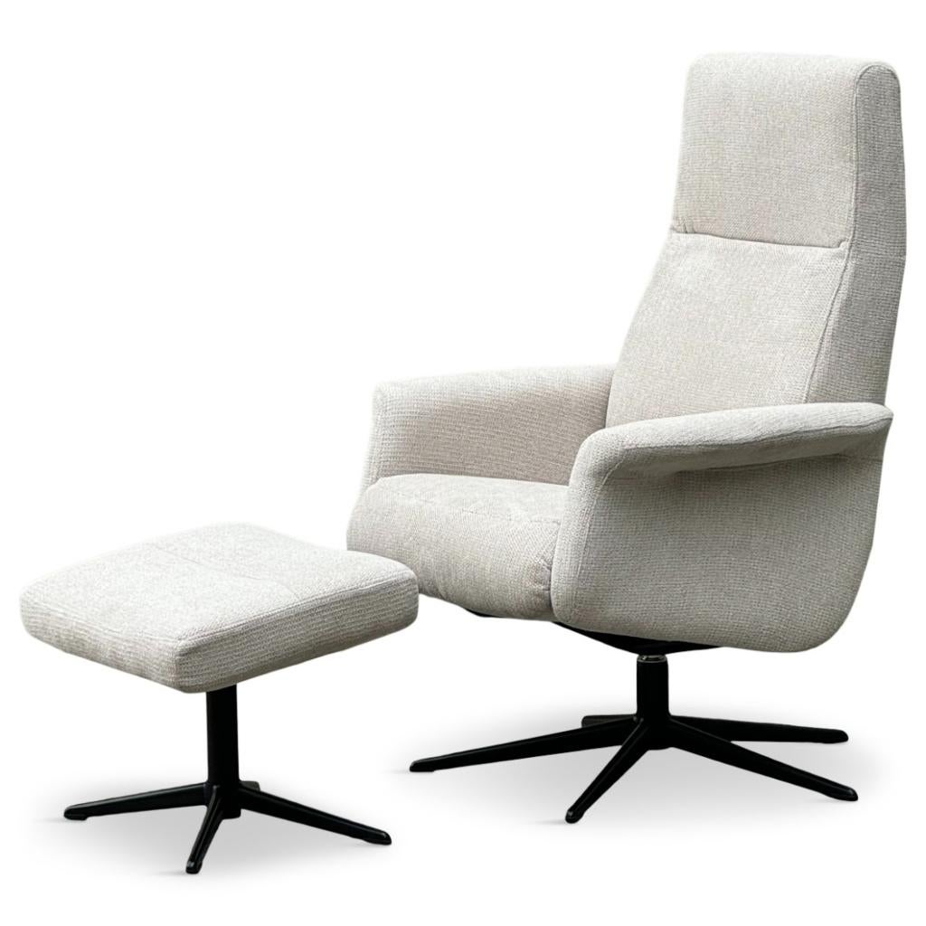 Relaxfauteuil Dean Met Voetenbank, Minder dan 75 cm, Nieuw, Ophalen of Verzenden, Stof