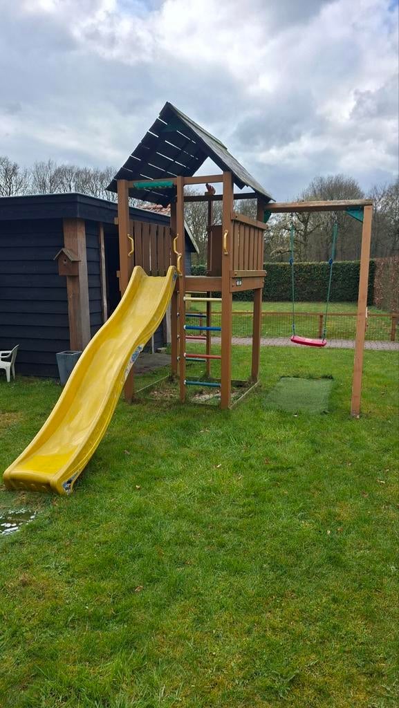 Jungle gym speeltoestel met zandbak, glijbaan en schommel, Ophalen of Verzenden, Schommel