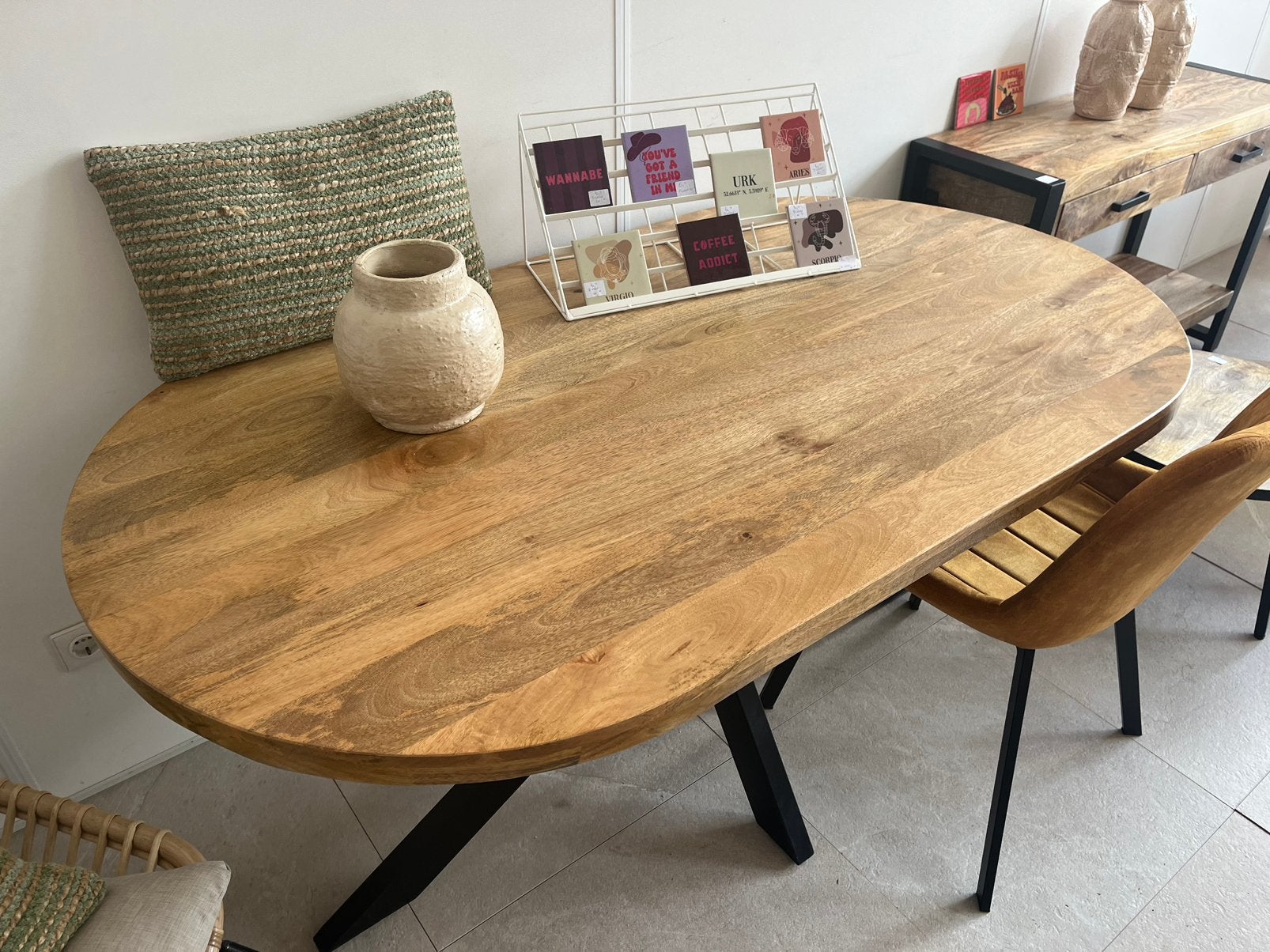 Magazijn leegverkoop eettafel deens ovaal mangohout matrix, Hout, Nieuw, Ophalen of Verzenden, Info@wkhome.nl