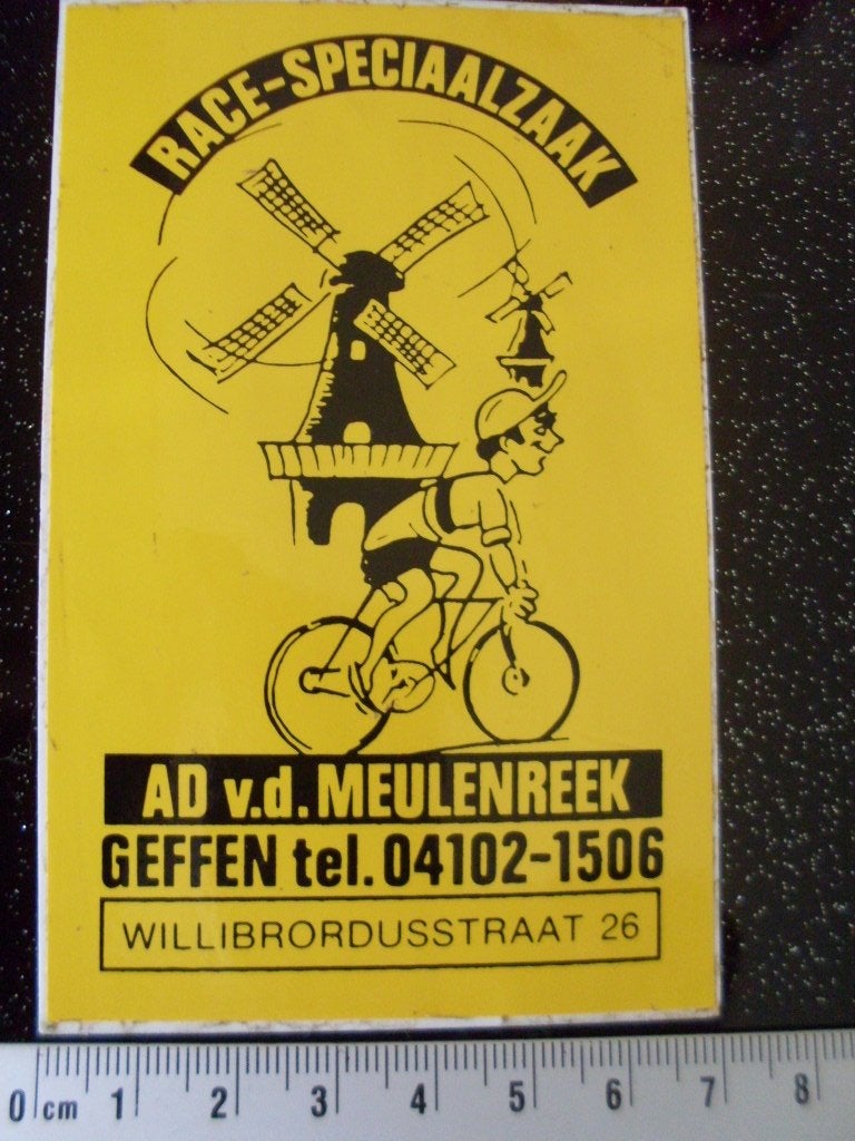 sticker Ad v.d. Meulenreek geffen race speciaalzaak fietsen, Verzenden, Zo goed als nieuw, Bedrijf of Vereniging