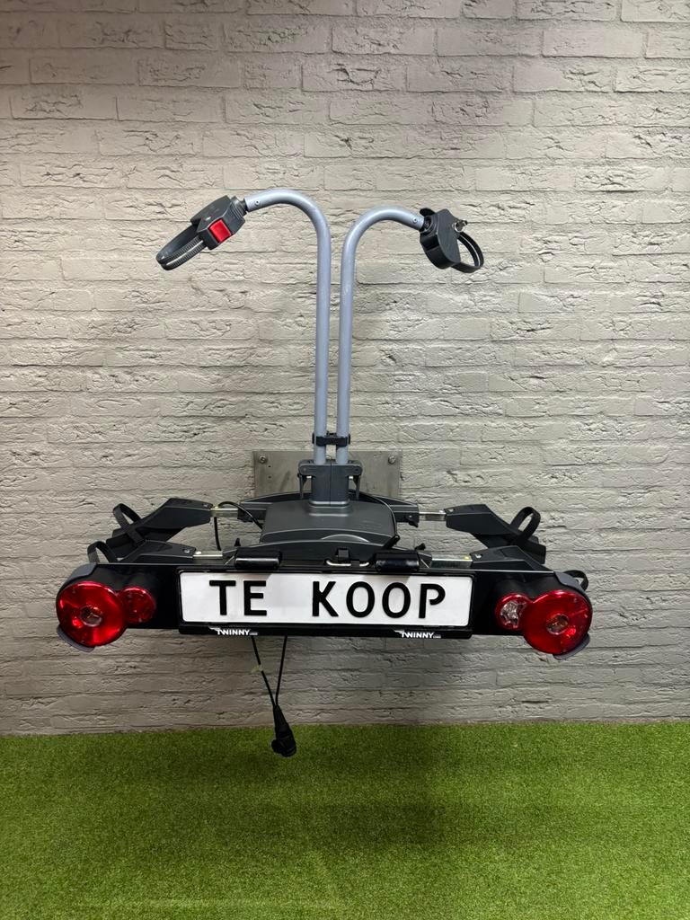 TWINNY E CARRIER(elek)fietsen60kg/kantelb/snelle bevestiging, Gebruikt, Ophalen of Verzenden, 2 fietsen, Trekhaakdrager