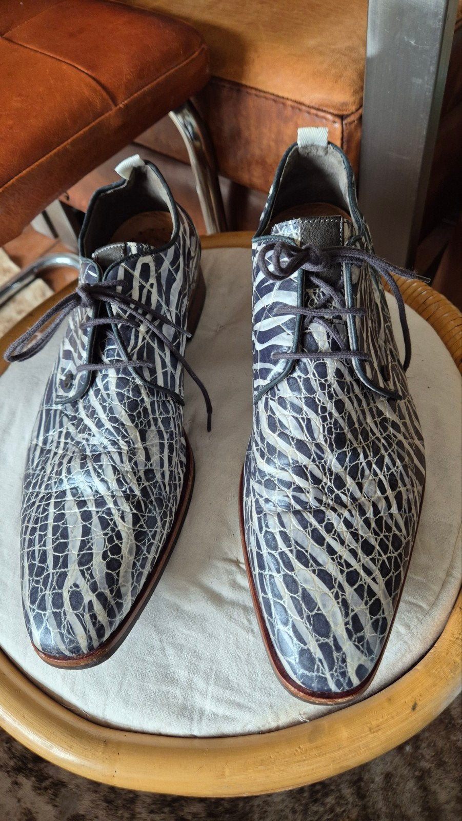 Rehab hele mooie staat schoenen leer zwart wit zebra mt 47, Overige kleuren, Ophalen of Verzenden, Rehab, Gedragen