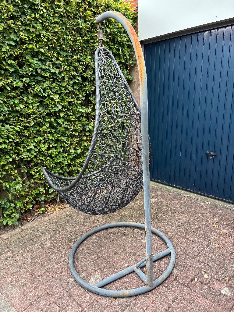 Hangstoel XL met Frame - Grijs - Gebruikt !!, Ophalen, Gebruikt, Met standaard, Eenpersoons