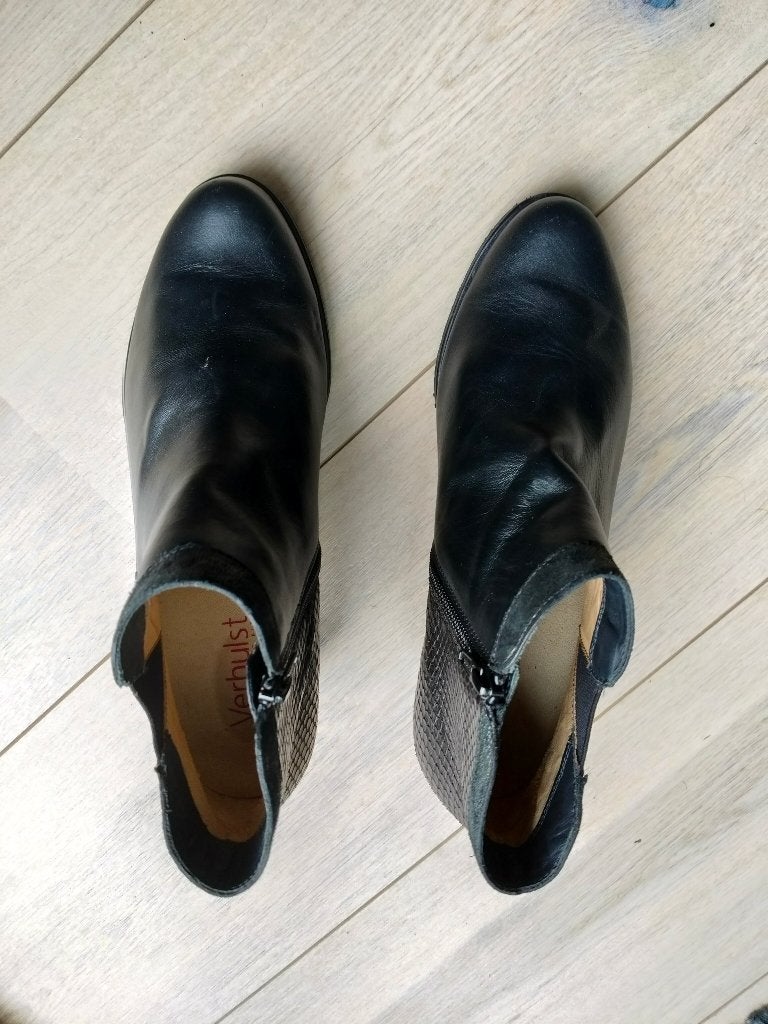 Zwarte Verhulst comfort enkellaarsjes op hakje maat 38, Ophalen of Verzenden, Zo goed als nieuw, Zwart