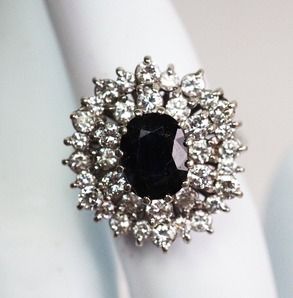 18  krt witgouden ring met diamant 2,04 ct en topaas, ., Ophalen of Verzenden, Zo goed als nieuw, Met edelsteen