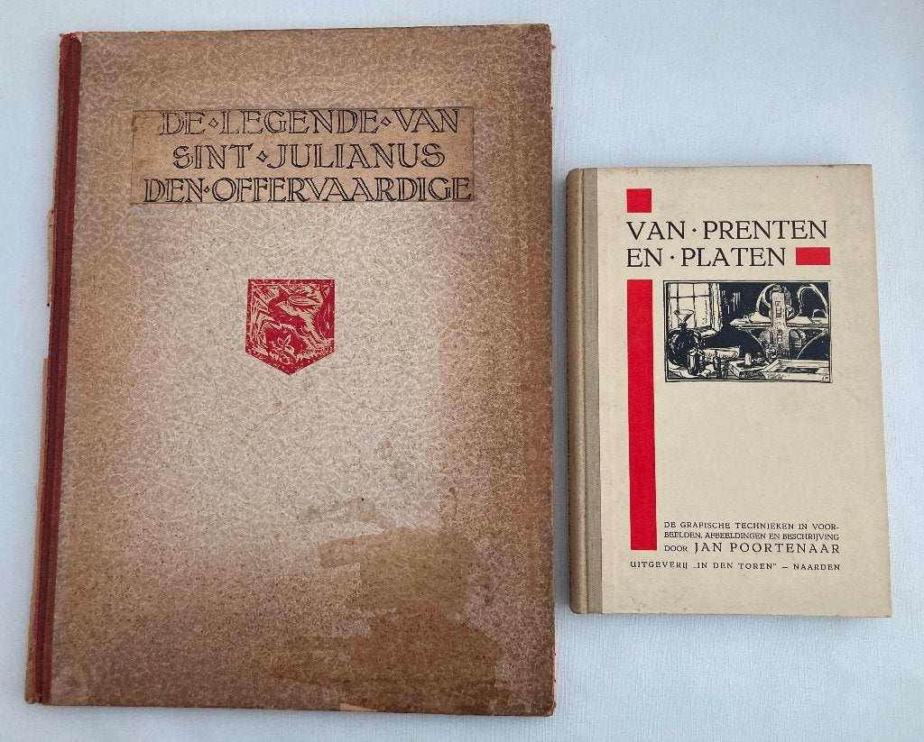 Twee boeken door Jan Poortenaar met houtsneden, Antiek en Kunst, Ophalen of Verzenden, Jan Poortenaar