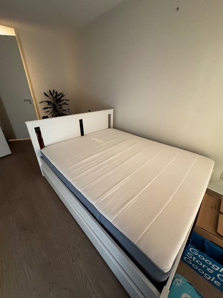 Bed frame 160x200, Huis en Inrichting, Slaapkamer | Bedden, Ophalen, Wit, Tweepersoons, Zo goed als nieuw