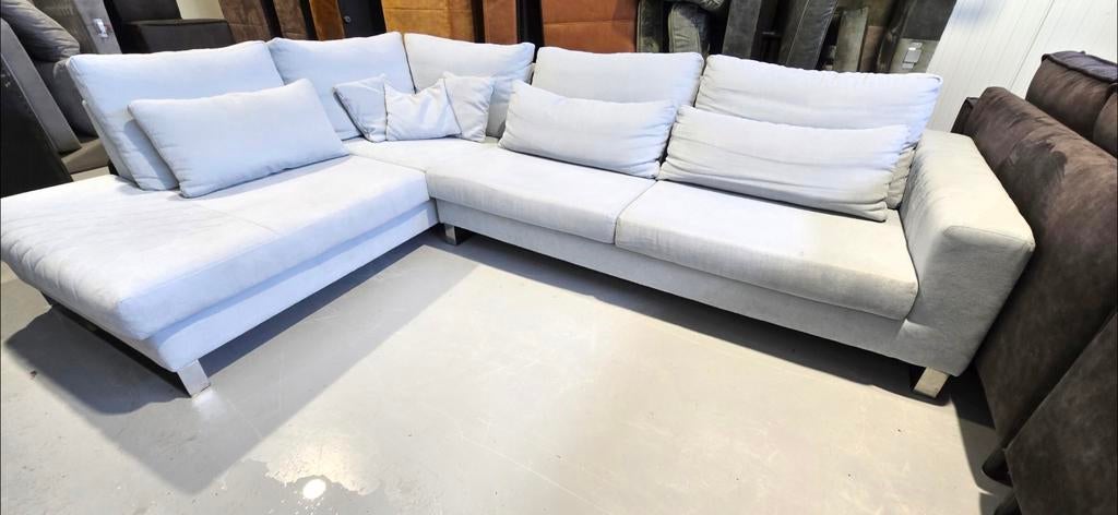 Mooie Pronto hoekbank ijsblauw, uitwasbaar, 310x218 cm, Huis en Inrichting, Banken | Complete zithoeken, Zo goed als nieuw, Metaal