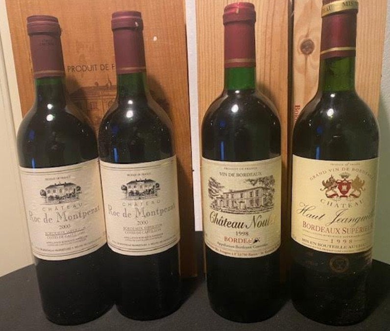 lot Bordeaux wijnen (4 fl. in één koop), Ophalen, Frankrijk, Zo goed als nieuw, Rode wijn