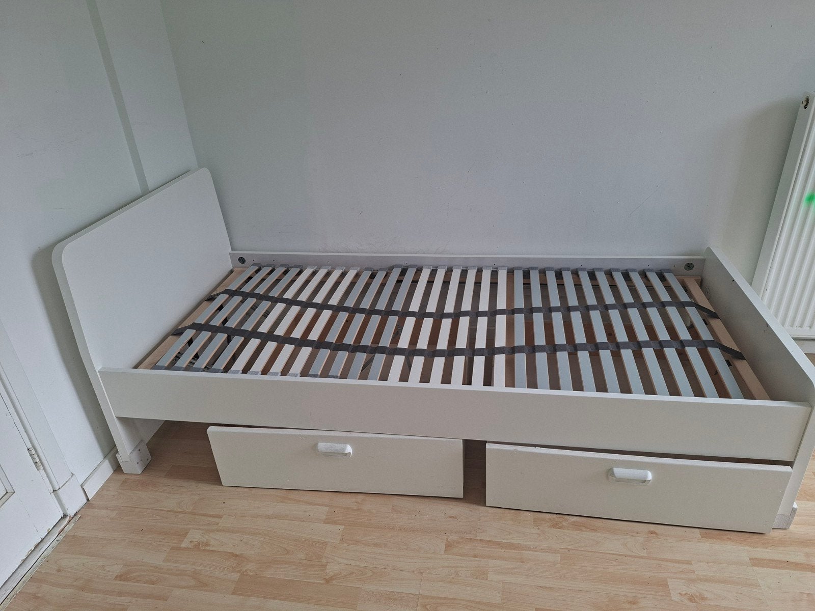 Eenpersoonsbed met opberglades - Wit, 90 cm, Eenpersoons, Wit, Ophalen of Verzenden