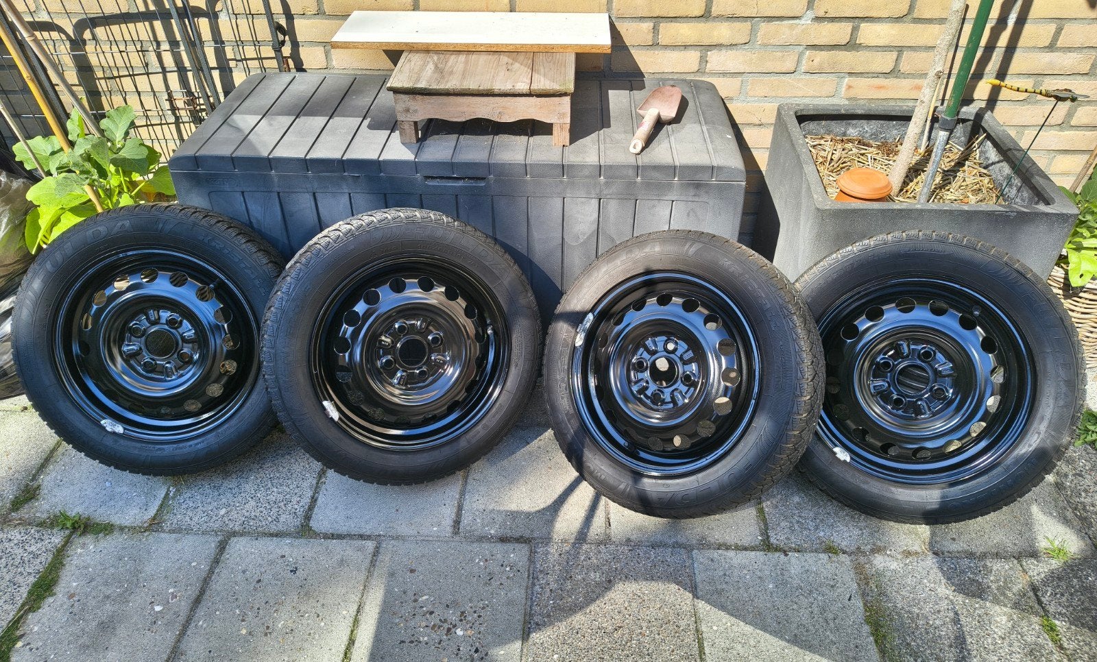 Stalen velgen + winterbanden 107/C1/Aygo, Auto-onderdelen, Banden en Velgen, Ophalen, 14 inch, Gebruikt, 155 mm