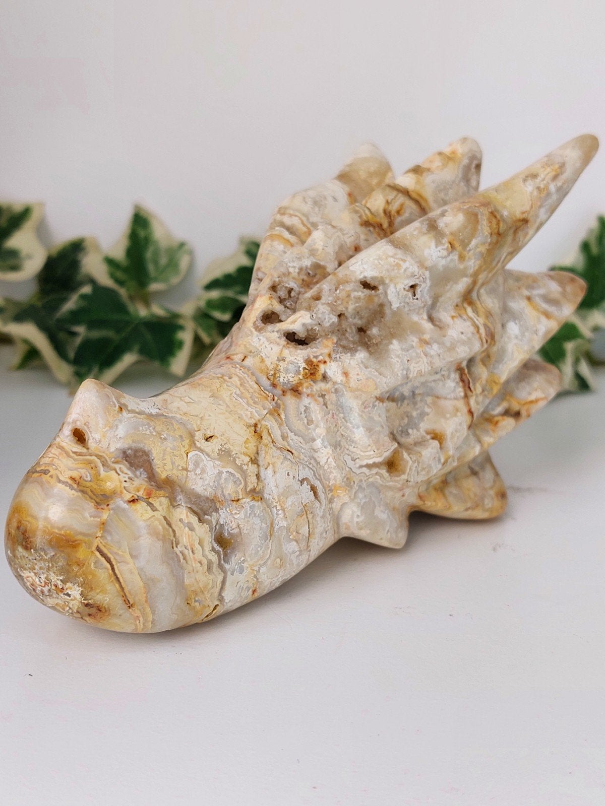 Crazy lace agaat draak Indonesische carving, Ophalen of Verzenden, Nieuw