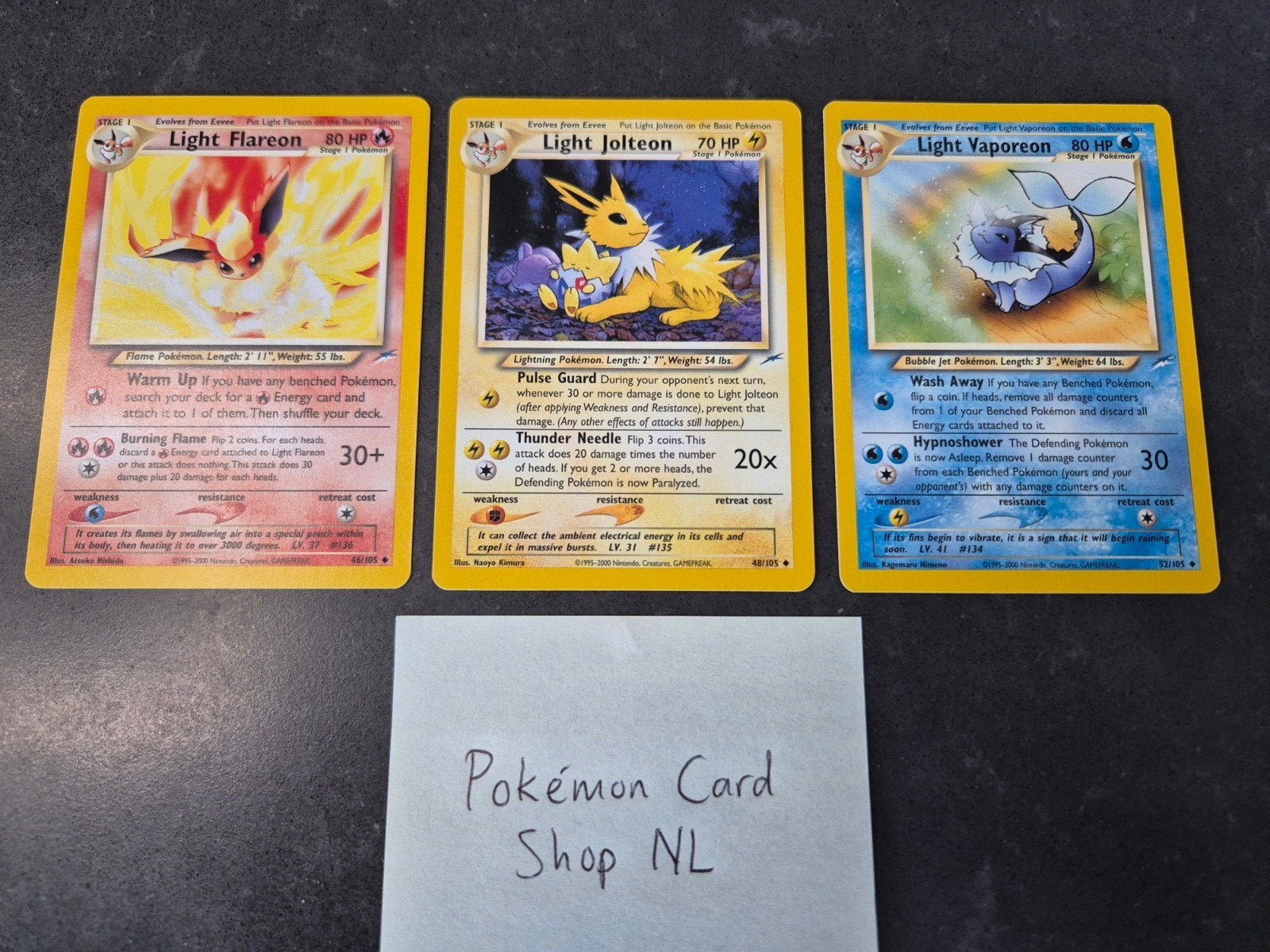 Light Flareon, Jolteon & Vaporeon - Neo Destiny - NM, Ophalen of Verzenden, Zo goed als nieuw, Meerdere kaarten