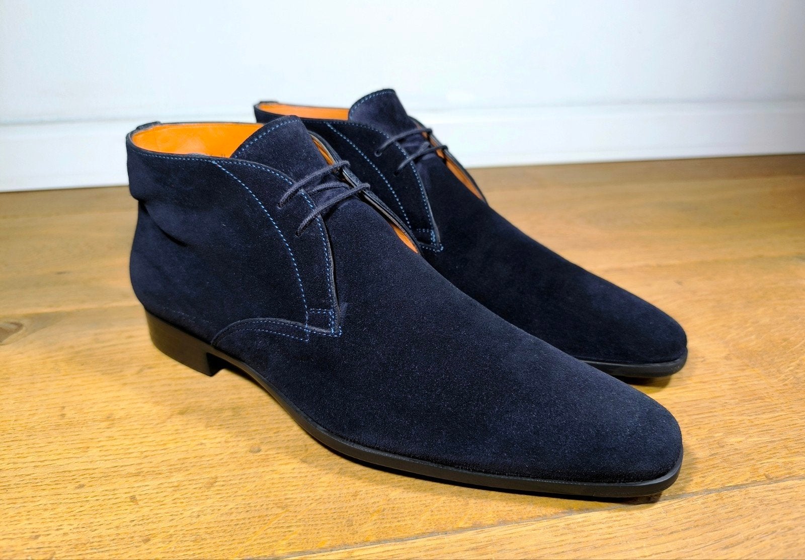 Santoni halfhoge herenschoenen maat 7 / 41, Ophalen, Blauw, Zo goed als nieuw, Santoni