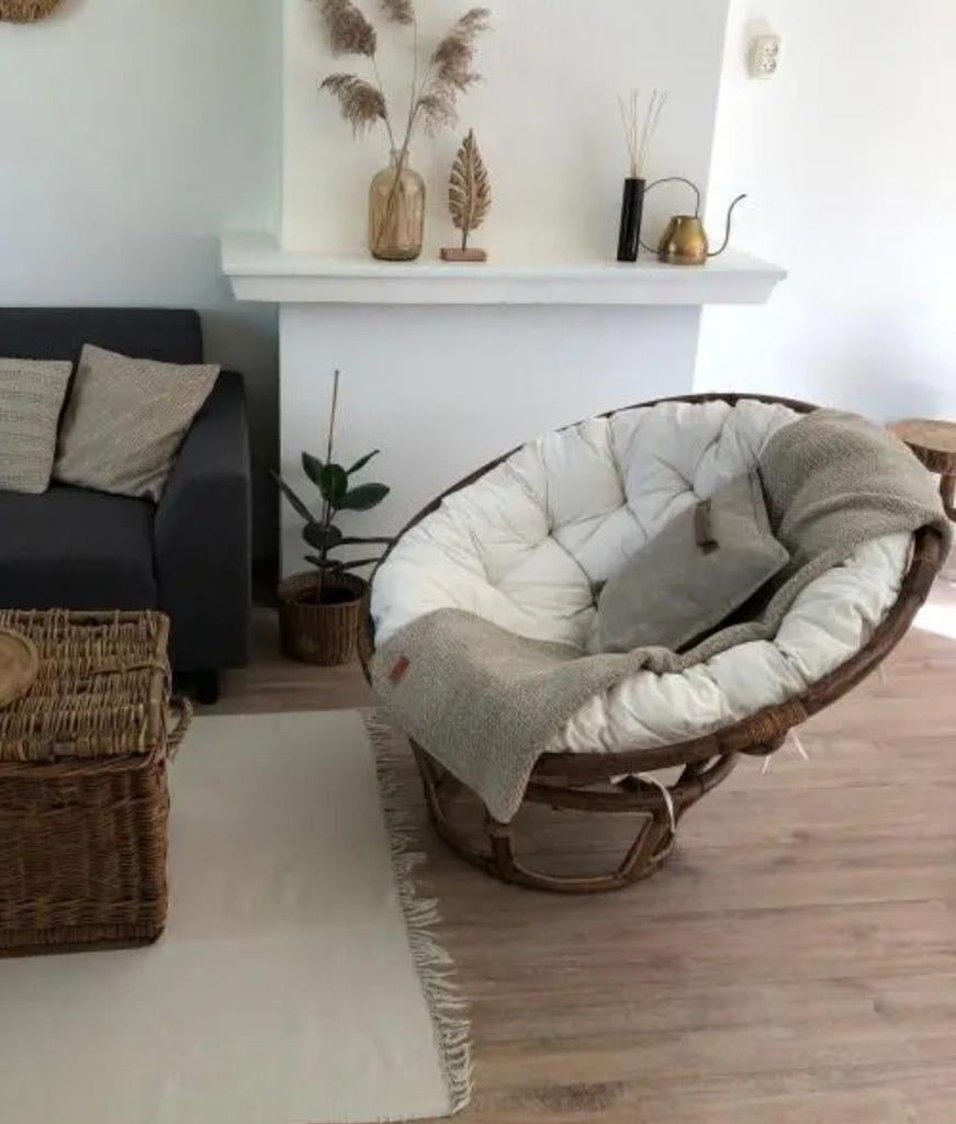 Papasan stoel (zonder kussen) - Rotan, Ophalen, Gebruikt, Bruin, Stof