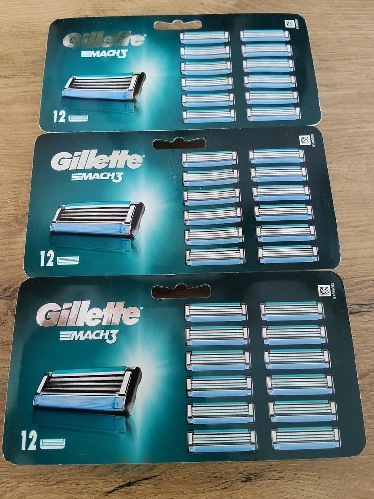 3x Gillette Mach 3 Scheermesjes - 12 mesjes per pak, Ophalen of Verzenden, Nieuw, Overige typen