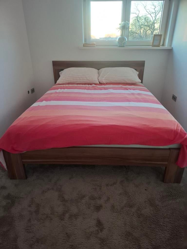Compleet bed 160x200 cm met lattenbodem en matras, Huis en Inrichting, Slaapkamer | Bedden, Gebruikt, Bruin, Tweepersoons, Ophalen of Verzenden