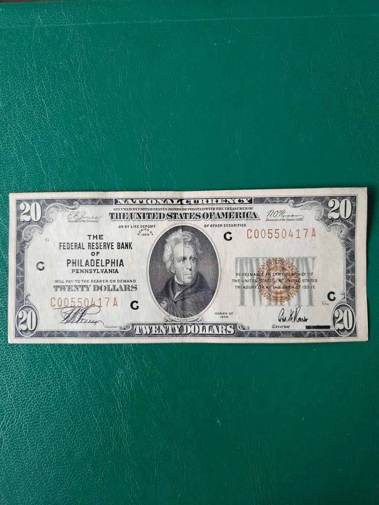 20 dollars USA 1929 jaar unike, Ophalen of Verzenden, Noord-Amerika, Los biljet