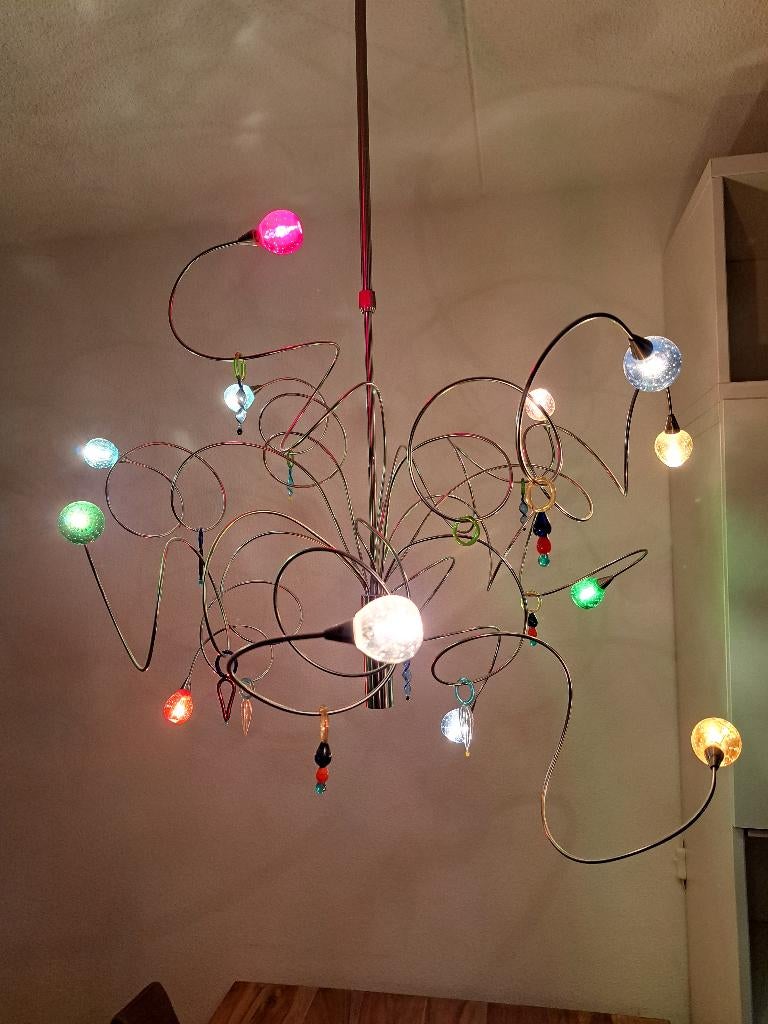 Harco Loor designlamp, Huis en Inrichting, Lampen | Hanglampen, Zo goed als nieuw, 50 tot 75 cm, Glas, Metaal, Ophalen
