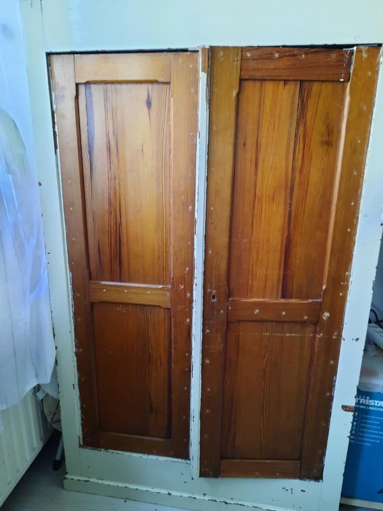 Restylen project grenen hoge kast vom opknappen., Ophalen, 100 tot 150 cm, 25 tot 50 cm, Gebruikt