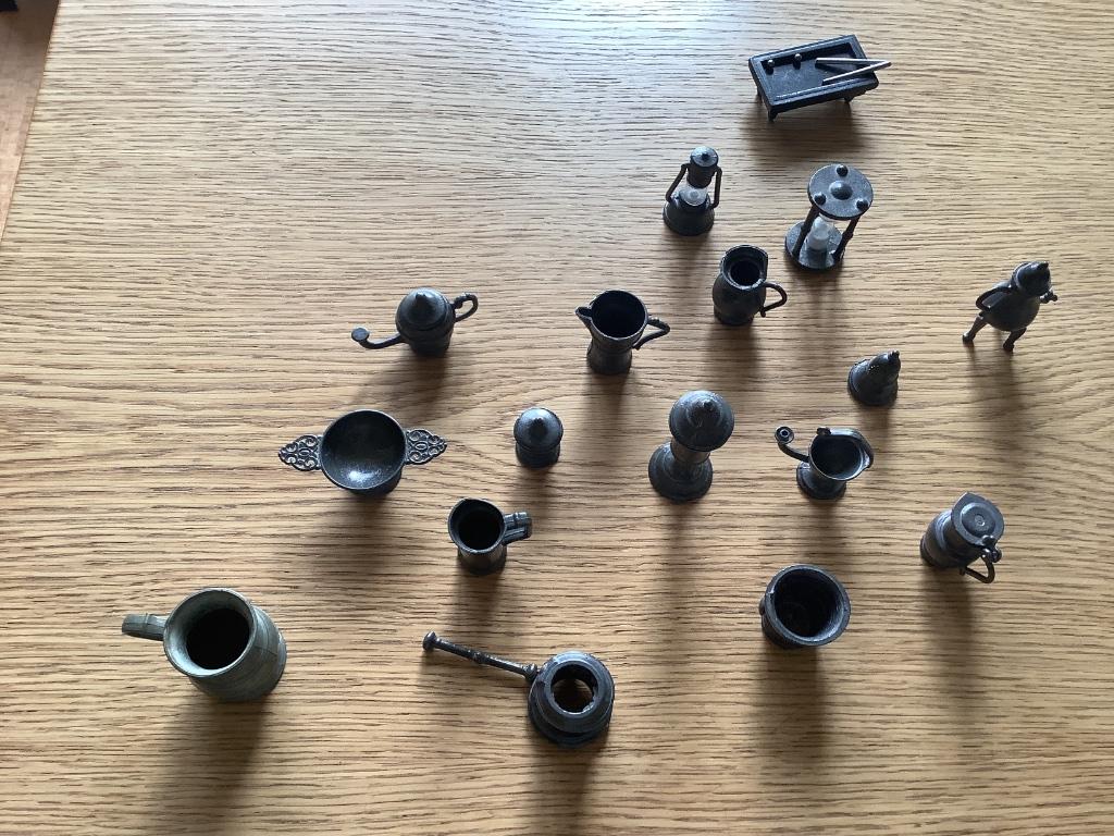 Tinnen miniaturen, complete set a 16 stuks., Ophalen