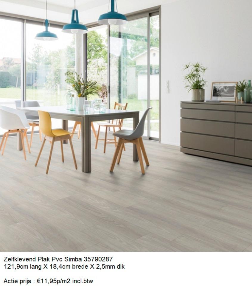 Zelfklevend Plak Pvc Simba 2,5mm dik €11,95m2 incl.btw, Huis en Inrichting, Stoffering | Vloerbedekking, 75 m² of meer, Nieuw