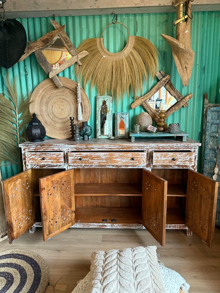 Prachtig India/Ibiza style dressoir, Huis en Inrichting, Kasten | Dressoirs, Ophalen of Verzenden, Nieuw, 25 tot 50 cm