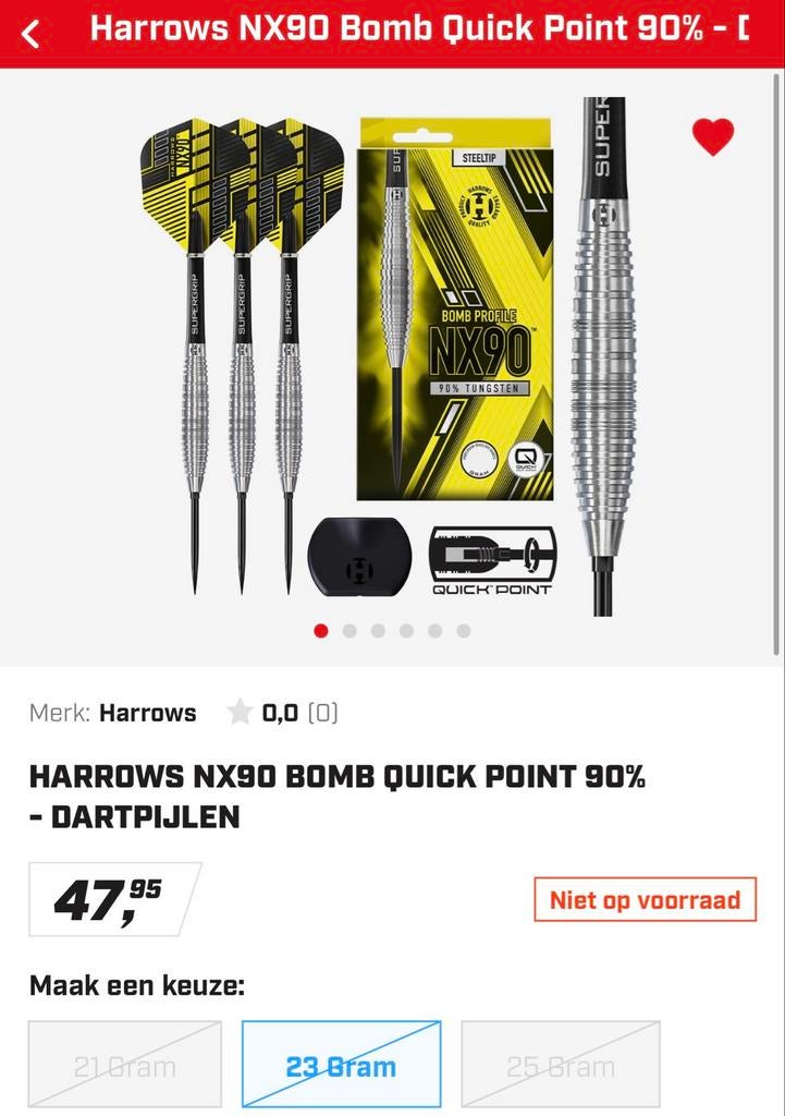 Dartpijlen set 23 gram gezocht, Sport en Fitness, Ophalen of Verzenden, Gebruikt, Pijlen
