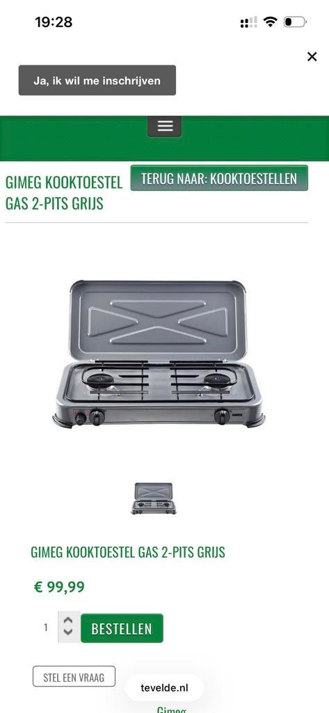 Gimeg 2-pits kooktoestel - Zo goed als nieuw!, Caravans en Kamperen, Kampeeraccessoires, Ophalen, Zo goed als nieuw