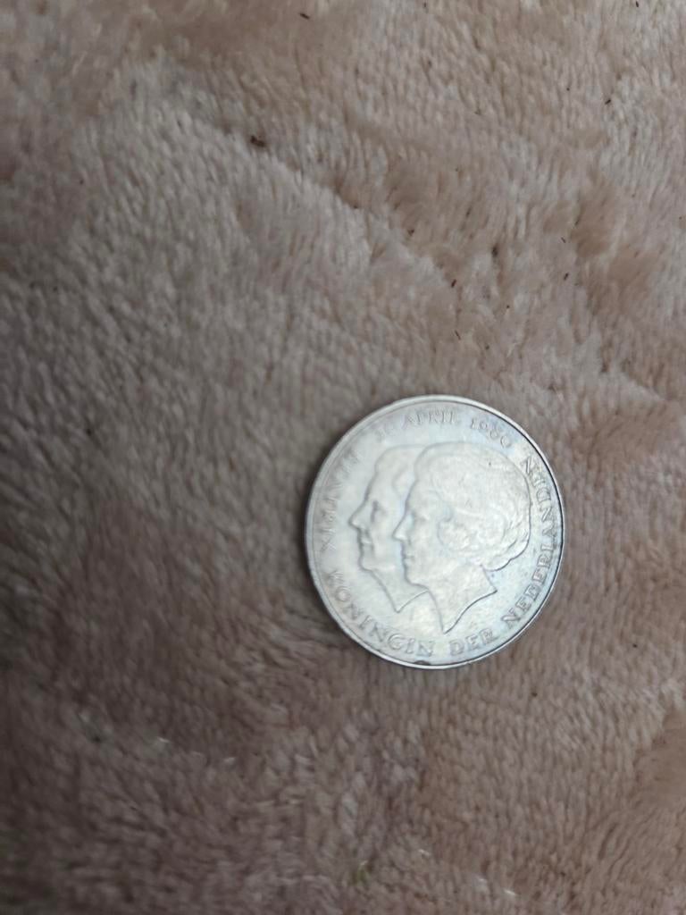 Dubbele Kop Munt 1980 - Troonswisseling, Ophalen of Verzenden, Koningin Beatrix, 1 gulden, Losse munt