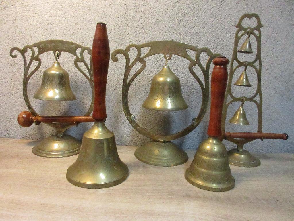 Diverse koperen bellen tafelbel gong tafelgong, Ophalen of Verzenden
