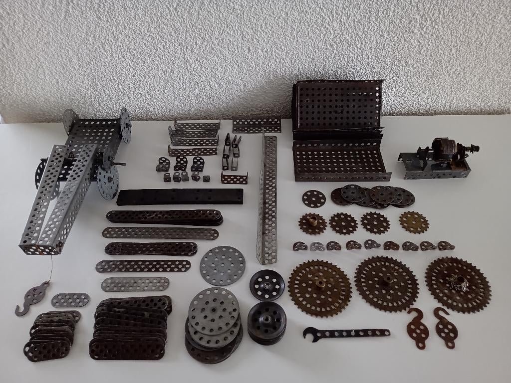 Vintage Metaal Bouw onderdelen van TRIX mecano met Boekjes, Ophalen of Verzenden